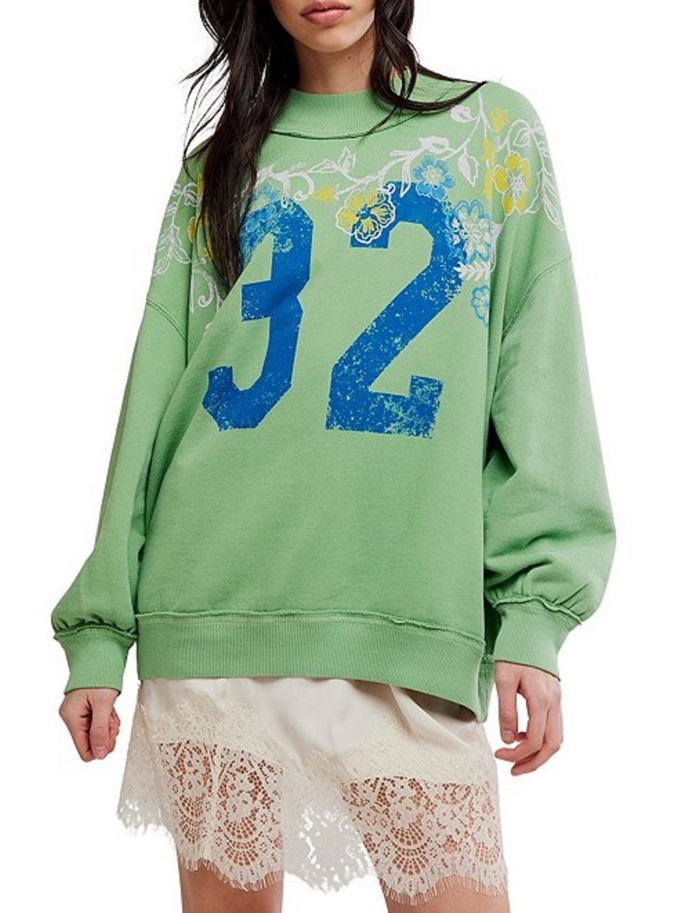 Free People Palm Spring turtleneck graphic pullover Sz M